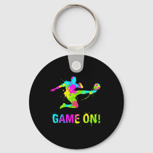 Colourful Footll Sports Motif With Paint Splash Lo Key Ring