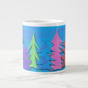 Colourful Forest Christmas Tree Large Coffee Mug