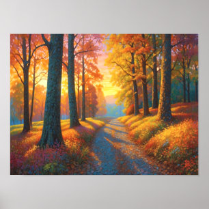 Colourful Forest Flowers and Fall Colours Art Poster
