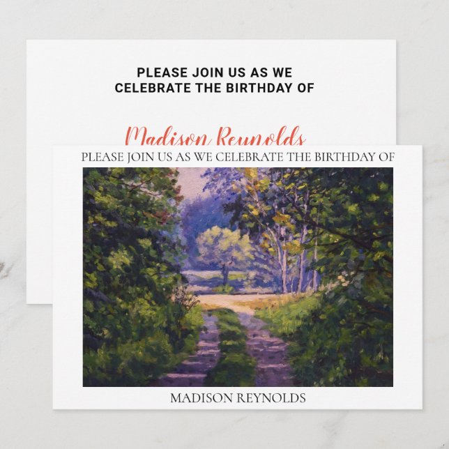 Colourful Forest Light Blue Purple Yellow Green Invitation (Front/Back)