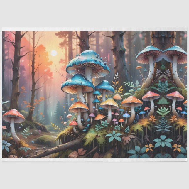 Colourful Forest Mushroom Art II Tissue Paper (Front)