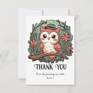 Colourful Forest Owl Baby Shower Thank You Card