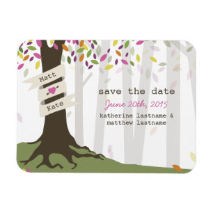 Colourful Forest Wedding Save The Date Magnet