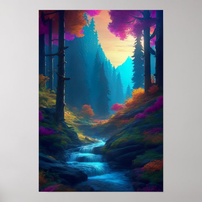 Colourful Forest with Azure Stream Poster (Front)