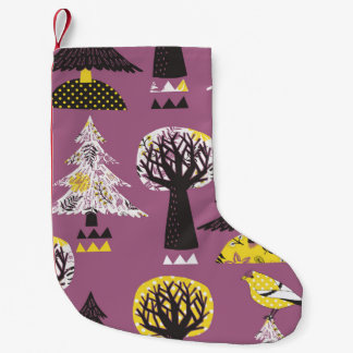 Colourful forest with birds, seamless tile. small christmas stocking