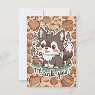 Colourful Forest Wolf Thank You Card