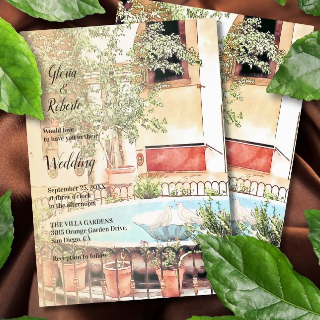 Colourful Fountain & Love Birds Mexican Wedding    Invitation (Creator Uploaded)