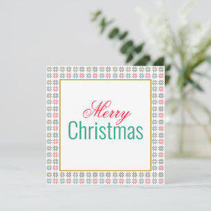 Colourful Four Poinsettias Motif Merry Christmas Card