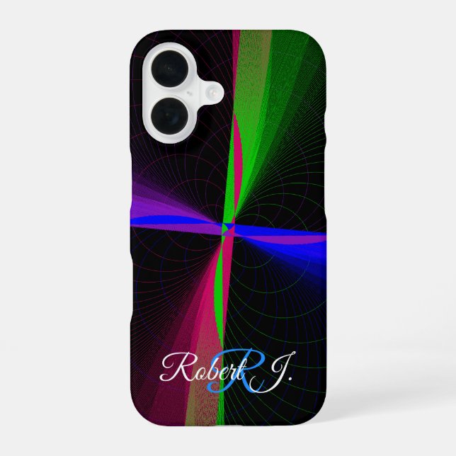 Colourful Four-Way Wave Geometric iPhone 16 Case (Back)