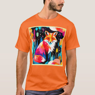 Colourful Fox Abstract Art T-Shirt