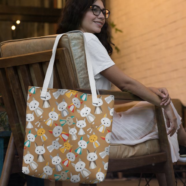 Colourful Fox Cartoon Tote Bag (Creator Uploaded)