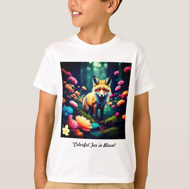 "Colourful Fox in Bloom" T-Shirt (Front)