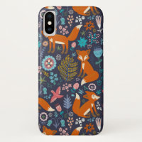 Colourful Foxes Birds & Flowers Illustration