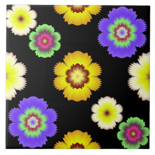 Colourful Fractal Art Flower Artistic Pattern Tile