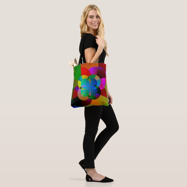 Colourful fractal artwork tote bag (On Model)