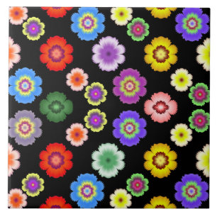 Colourful Fractal Flower Artistic Pattern Tile