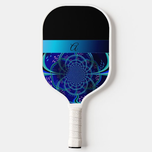Colourful Fractal Monogram Pickleball Paddle (Back)