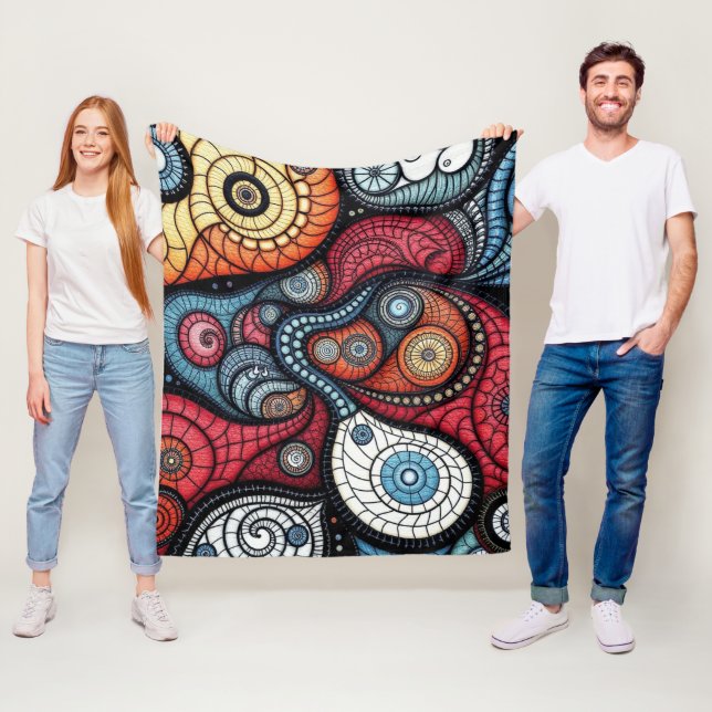 Colourful Fractal Spiral Art  Fleece Blanket (In Situ)
