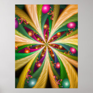Colourful Fractal Star Poster