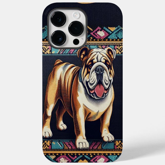 Colourful Framed Realistic Bulldog Dog Lover Case-Mate iPhone Case (Back)