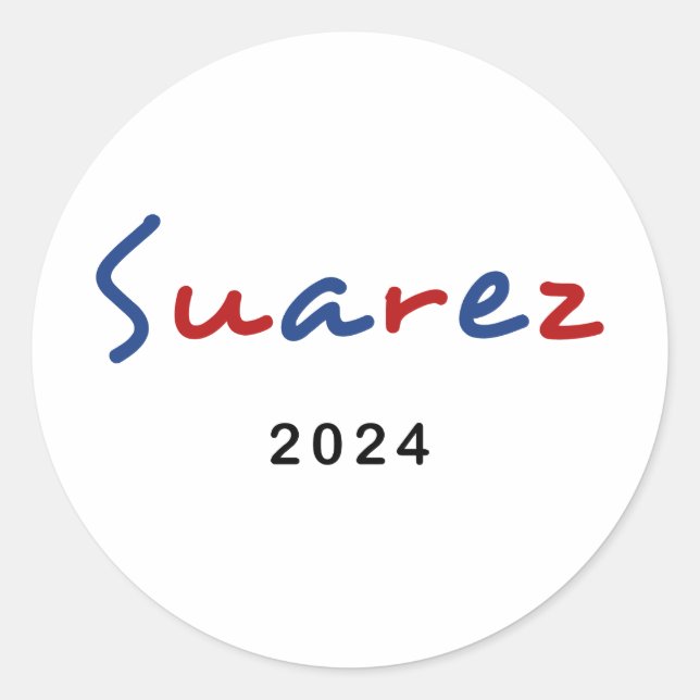 Colourful Francis Suarez 2024 Script Text Classic Round Sticker (Front)