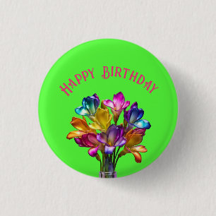 Colourful Freesia Floral Bouquet 3 Cm Round Badge