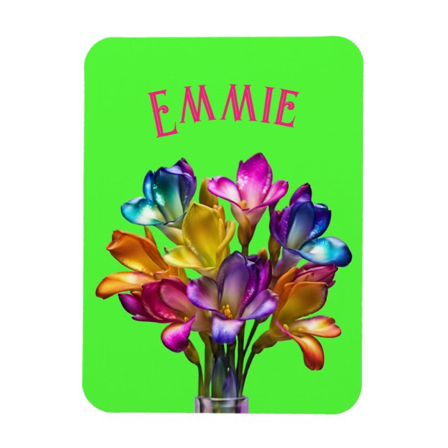 Colourful Freesia Floral Bouquet Magnet (Vertical)