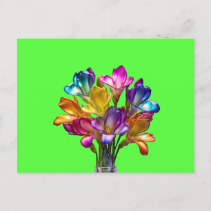 Colourful Freesia Floral Bouquet Postcard