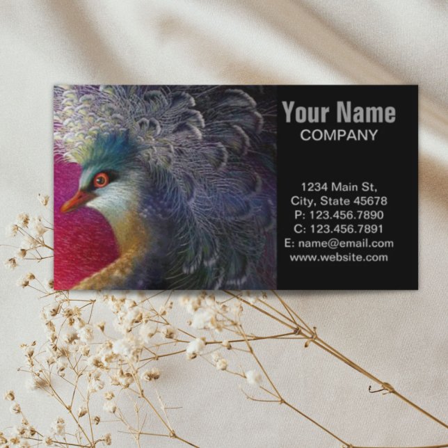 Colourful french baroque bird Embroidery Phoenix Business Card (Colorful french baroque bird Embroidery Phoenix Business Card)