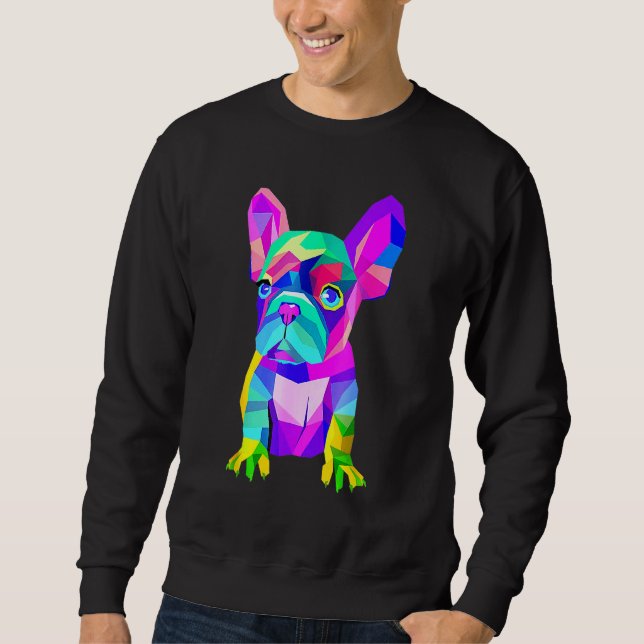 Colourful French Bull Dog  Dad Mum Boy Girl Sweatshirt (Front)