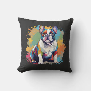 Colourful French Bulldog Art for Puppy Lovers Cushion
