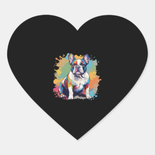 Colourful French Bulldog Art for Puppy Lovers Heart Sticker