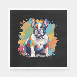 Colourful French Bulldog Art for Puppy Lovers Napkin