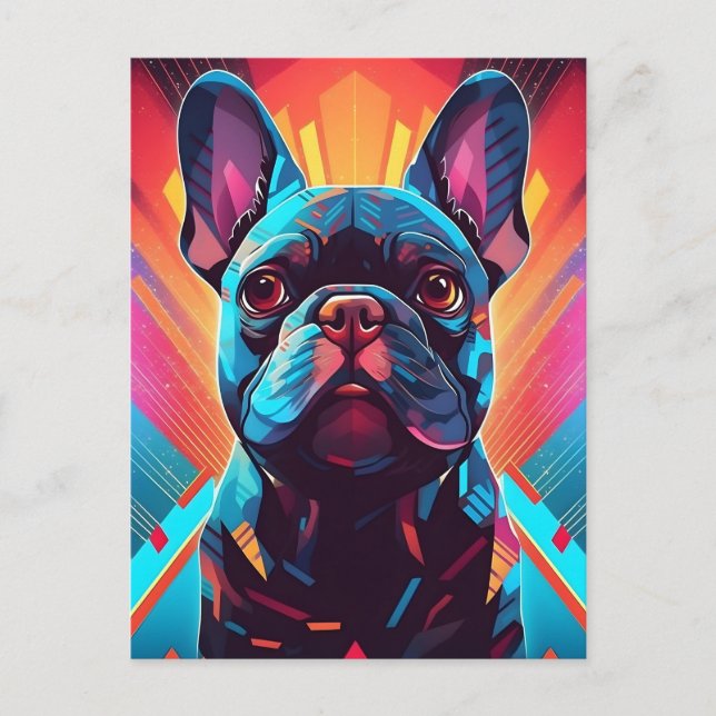 Colourful French Bulldog Art Postcard (Front)