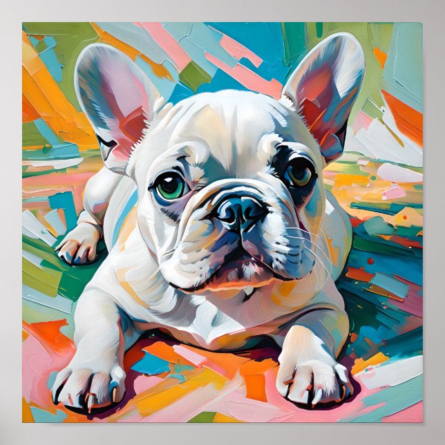 Colourful French Bulldog Painting – Abstract Pop A Poster (Front)