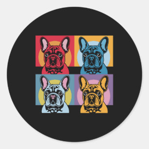Colourful French Bulldog Pop Art Design for Dog Classic Round Sticker
