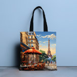 Colourful French Cafe Eiffel Tower Paris France Tote Bag<br><div class="desc">Colourful French Cafe Eiffel Tower Paris France Tote Bags features a colourful French cafe and architecture with the Eiffel Tower in the background. Created by Evco Studio www.zazzle.com/store/evcostudio</div>