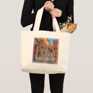 Colourful French Hillside Town Large Tote Bag