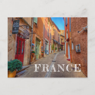 Colourful French Hillside Town Postcard