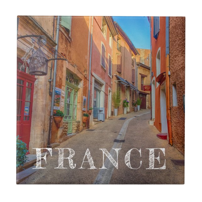 Colourful French Hillside Town Tile (Front)