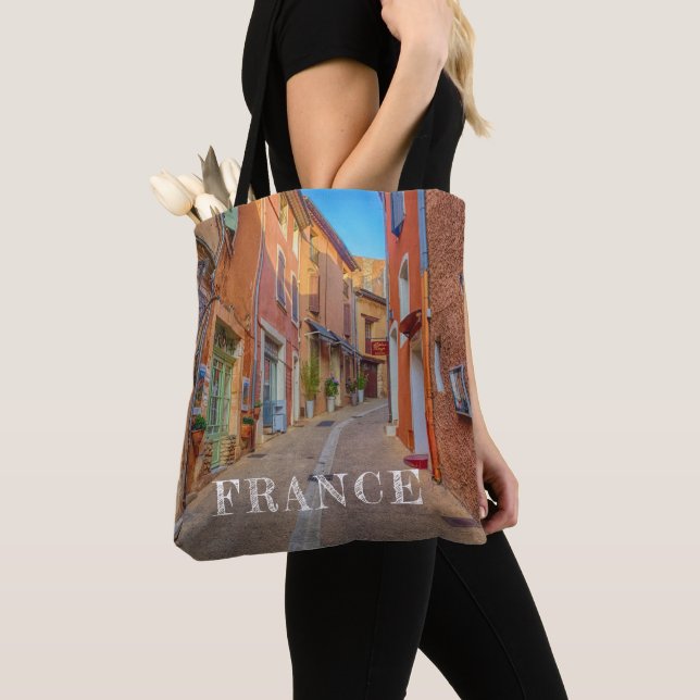 Colourful French Hillside Town Tote Bag (Close Up)