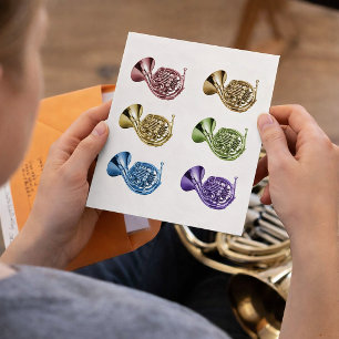 Colourful French Horn Pop Art Musician Postcard