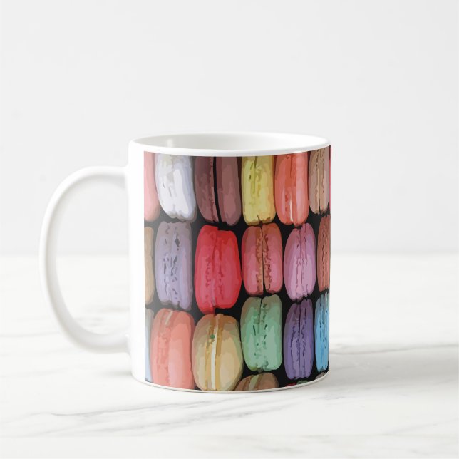Colourful French Macaron Pattern Coffee Mug (Left)