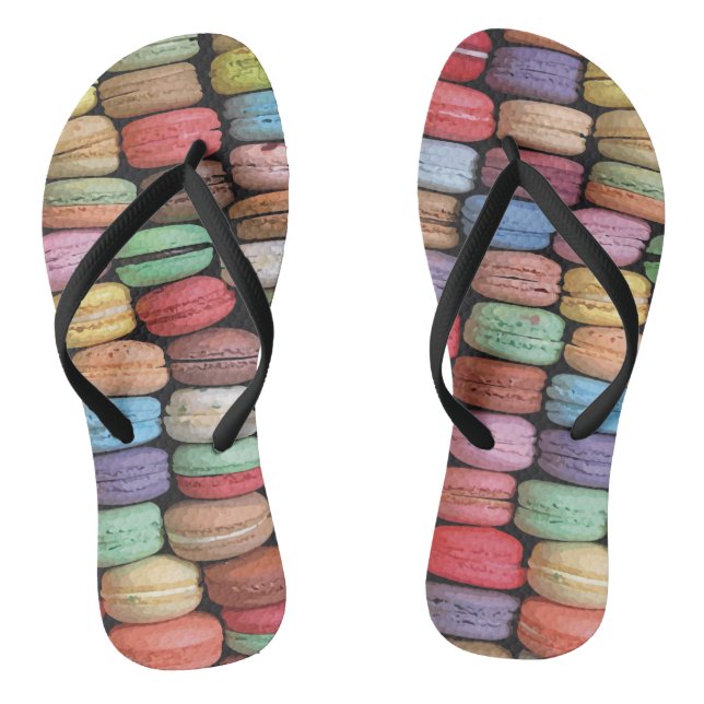 Colourful French Macaron Pattern Jandals (Footbed)