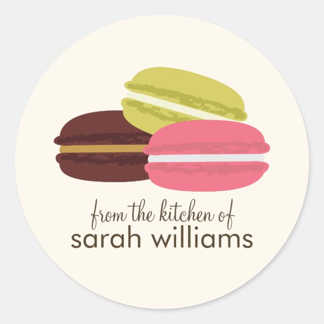 Colourful French Macarons Classic Round Sticker (Front)