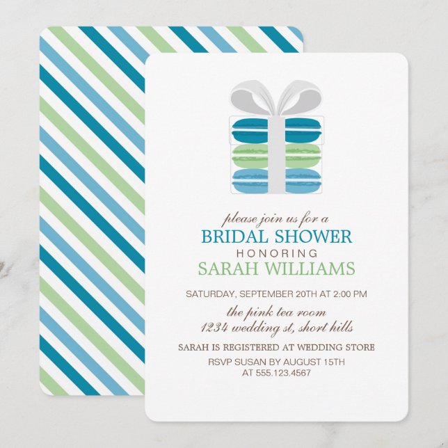 Colourful French Macarons Party Invitation (Front/Back)