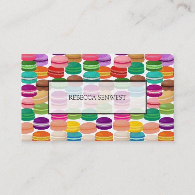 Colourful French Macarons Pastry Business Card (Front)