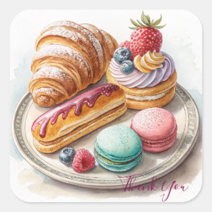 Colourful French Pastry Square Sticker