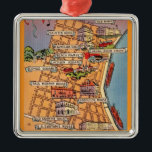 Colourful French Quarter Map Metal Tree Decoration<br><div class="desc">Wow!  so colourful and fun! A vintage guide map of New Orlean's French Quarter - Vieux Carre repurposed on an ornament.  Great gift ,  favour or stocking stuffer!</div>