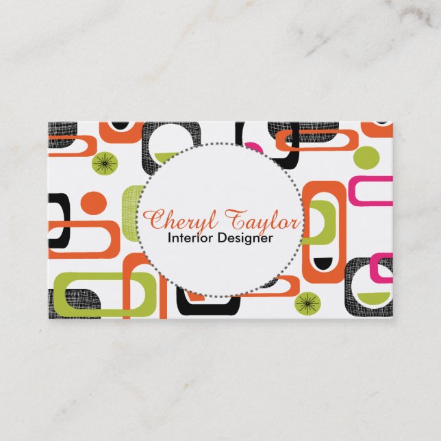 Colourful Fresh Bright Stylish Retro Design Business Card (Front)